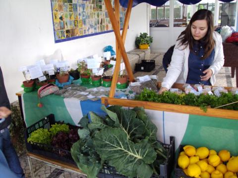 No mercado do dia 20 de março, vendemos legumes e plantas aromáticas (secas e frescas), cujo produto reverteu a favor do projeto social da escola e da horta da ESALV.